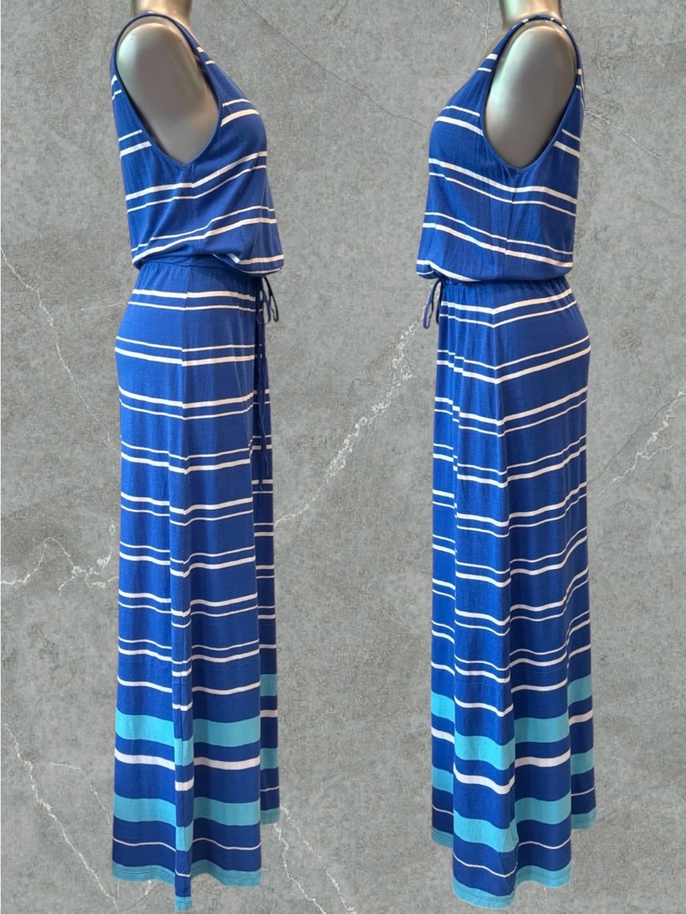 2 for $30 | Tommy Hilfiger Blue and White Striped Tank Maxi Dress - Picture 6 of 15